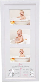 Personalised Baby Girl Photo Frame With Birth Details Multi Three Photos