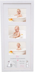 Personalised Baby Girl Photo Frame With Birth Details Multi Three Photos