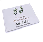 Personalised 50th Birthday Green Leaf Design Gift Guest Book