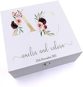 ukgiftstoreonline personalised Initials Wedding Keepsake Wooden Box