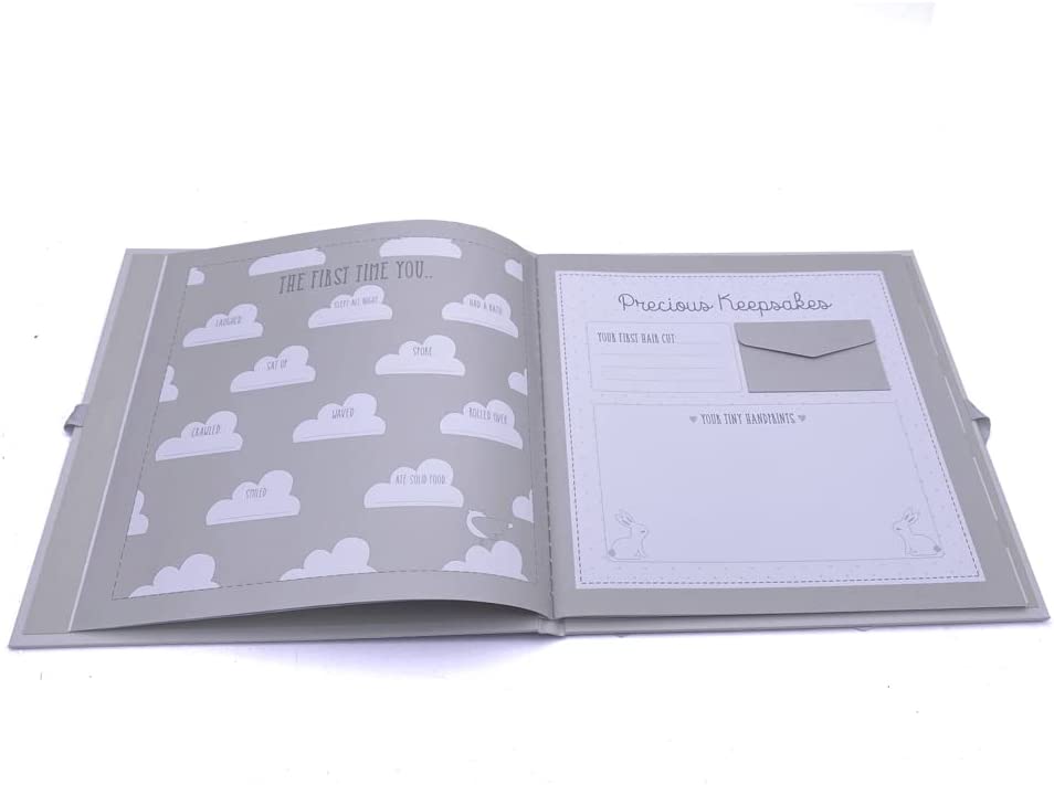 ukgiftstoreonline Personalised Baby Boy My First Year Keepsake Record Book With Elephants
