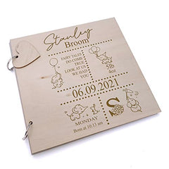 Personalised Baby Birth Scrap Book Album Record Book Elephant Design
