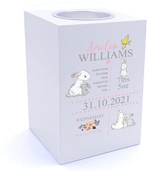 Personalised Rabbit Baby Girl Tea Light Holder Tea Light Holder ukgiftstoreonline