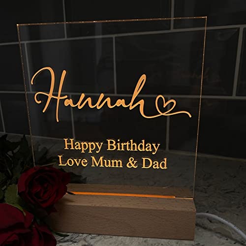 Personalised LED Lamp Night Light Love Heart Font and Any Sentiment Personalised Lights ukgiftstoreonline