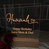 Personalised LED Lamp Night Light Love Heart Font and Any Sentiment