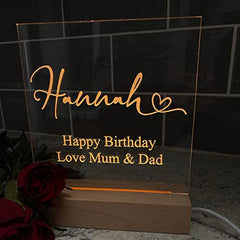 Personalised LED Lamp Night Light Love Heart Font and Any Sentiment Personalised Lights ukgiftstoreonline
