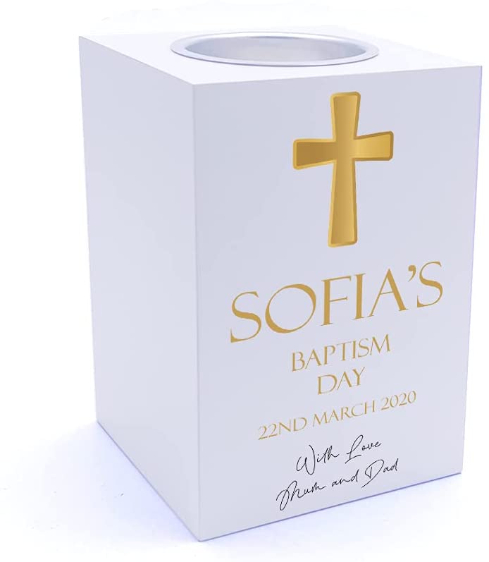 Personalised Baptism Day Tea Light Holder Gift Tea Light Holder ukgiftstoreonline