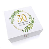 ukgiftstoreonline Personalised 30th Birthday Gift for her Keepsake Wooden Box Gold Wreath Design