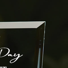 Baptism Day Sentiment Personalised Glass Plaque Gift Leaf Design