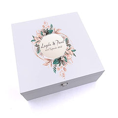 ukgiftstoreonline Personalised Wedding Wreath Design Keepsake Wooden Box
