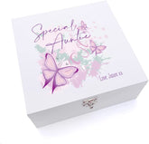 ukgiftstoreonline Personalised Special Auntie Pink & Purple Butterfly Gift Keepsake Wooden Box