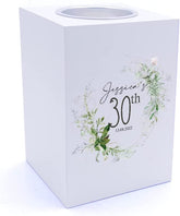 Personalised 30th Birthday Botanical Design Tea Light Holder Gift
