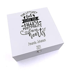 ukgiftstoreonline Personalised Baby Memorial Remembrance The Littlest Feet Keepsake Wooden Box