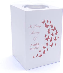 Personalised Auntie In Loving Memory Butterflies Tea Light Holder