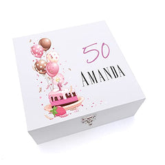 ukgiftstoreonline Personalised 50th Birthday For Her Keepsake Wooden Box