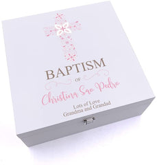 ukgiftstoreonline Personalised Baptism ornate cross Keepsake Wooden Box