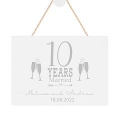 ukgiftstoreonline Personalised 10th Wedding Anniversary Keepsake Plaque Champagne Design