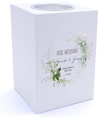 Personalised Wedding Botanical Design Tea Light Holder Gift