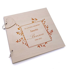 Personalised In Loving Memory Guest Book Scrap Book Album Leaf Design