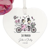 ukgiftstoreonline Personalised Just Married Wedding porcelain heart gift with ribbon
