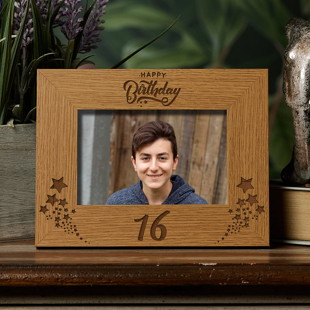 Happy 16th Birthday Wooden Photo Frame Gift Birthday Photo Frame ukgiftstoreonline 4 x 6 Inch