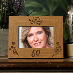 Happy 50th Birthday Wooden Photo Frame Gift