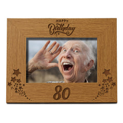 Happy 80th Birthday Wooden Photo Frame Gift