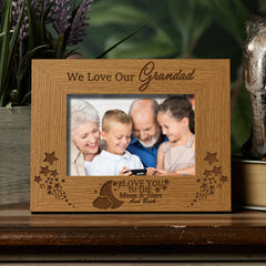 We Love Our Grandad To The Moon and Back Wooden Engraved Photo Frame Gift grandad photo frame ukgiftstoreonline 4 x 6