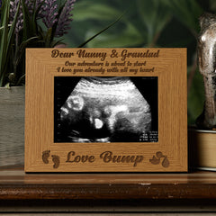 New Baby Pregnancy Scan Wooden Photo Frame Nanny & Grandad Gift
