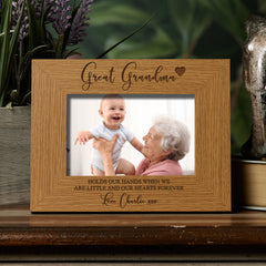 Personalised Great Grandma Wooden Engraved Photo Frame Gift Grandma Photo Frame ukgiftstoreonline