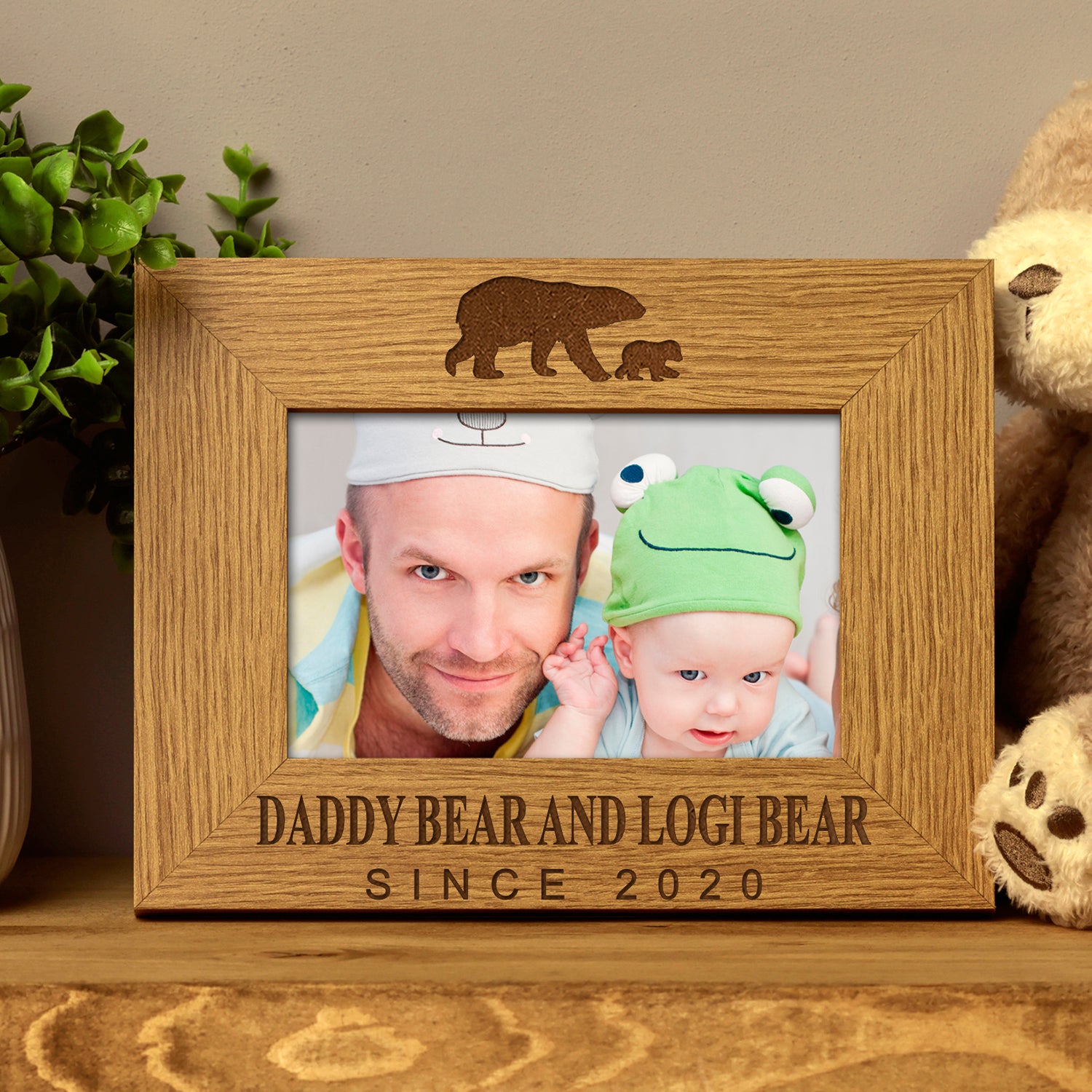 Daddy Bear Oak Wood Finish Photo Frame Gift - ukgiftstoreonline