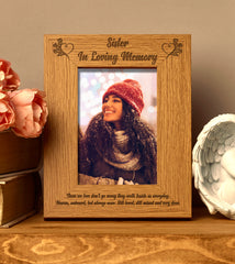 Sister In Loving Memory Remembrance Portrait Wooden Photo Frame Gift - ukgiftstoreonline
