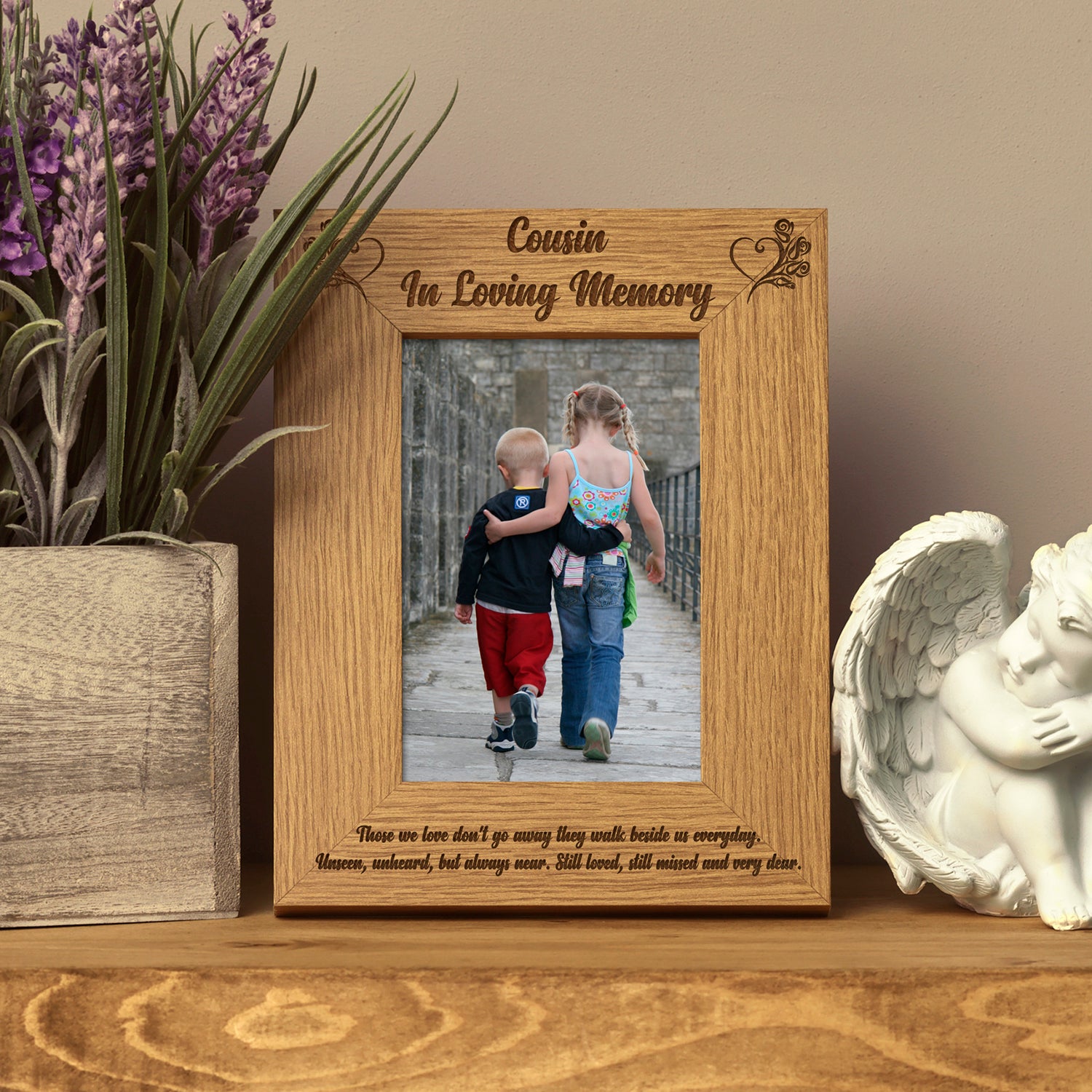Cousin In Loving Memory Remembrance Portrait Wooden Photo Frame Gift - ukgiftstoreonline