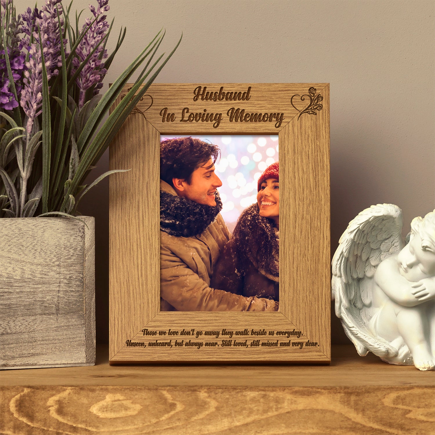 Husband In Loving Memory Remembrance Portrait Wooden Photo Frame Gift - ukgiftstoreonline