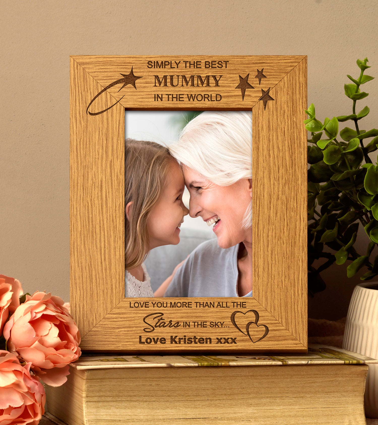 Personalised Best Mummy Portrait Wooden Photo Frame Gift - ukgiftstoreonline