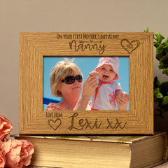 Personalised First Mothers Day as a Nanny Photo Frame Landscape - ukgiftstoreonline