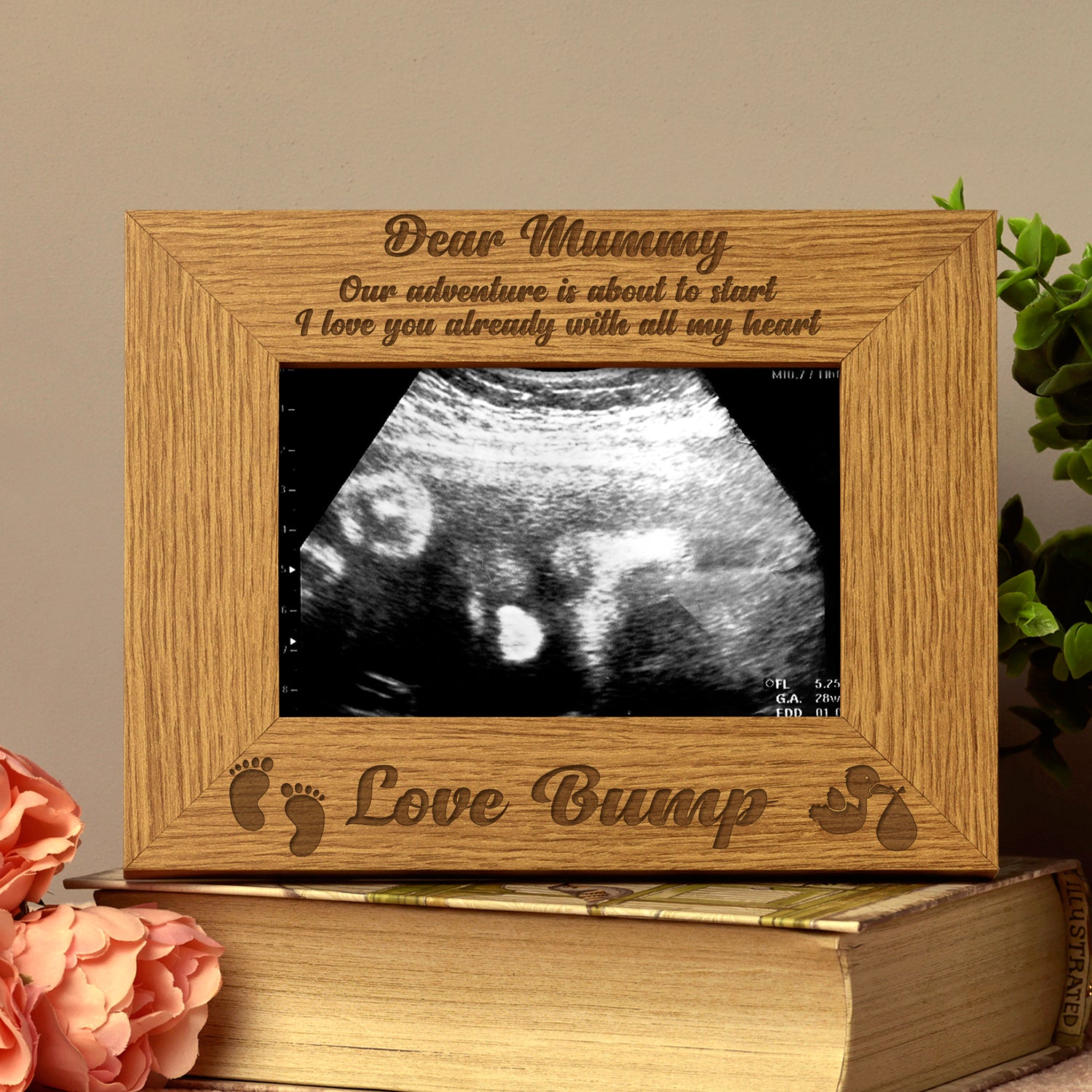 New Baby Pregnancy Scan Wooden Photo Frame Mummy Gift Baby Photo Frame ukgiftstoreonline 5 x 7 inch