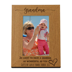 Personalised Grandma Love Heart Engraved Photo Frame Gift