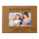 Personalised Great Grandparents Love Heart Engraved Landscape Photo Frame Gift