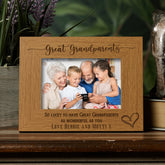 Personalised Great Grandparents Love Heart Engraved Landscape Photo Frame Gift