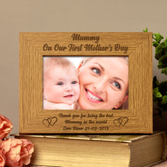 Personalised First Mother's Day Mummy Engraved Wooden Photo Frame Gift Mummy Photo Frame ukgiftstoreonline