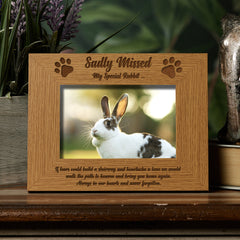 Sadly Missed Rabbit Remembrance Memorial Wooden Photo Frame