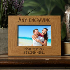 ukgiftstoreonline Personalised Photo Frame Any Engraving Elegant Style Gift Oak Wood Finish