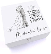 ukgiftstoreonline Personalised Luxury Wooden 10th Wedding Anniversary Keepsake Box