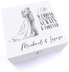 ukgiftstoreonline Personalised Luxury Wooden 10th Wedding Anniversary Keepsake Box