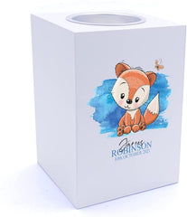 Personalised Baby Boy Cute Fox Design Tea Light Holder