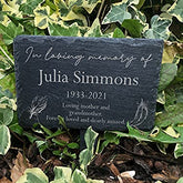 Personalised In Loving Memory Feathers Design Slate Marker Garden