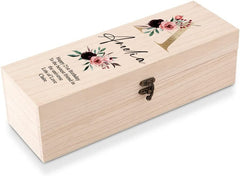 Personalised Monogram and Sentiment Wooden Wine or Champagne Box Gift