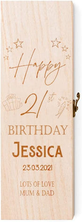 Personalised Birthday Any Age Wooden Wine or Champagne Gift Box