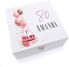 ukgiftstoreonline Personalised 80th Birthday Gifts For Her Keepsake Wooden Box